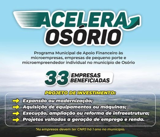 O programa Acelera Osório segue com as inscrições abertas