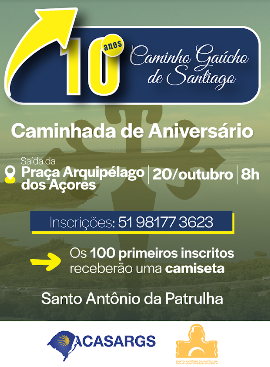 Celebração de 10 anos do Caminho Gaúcho de Santiago acontecerá no domingo