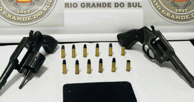 Ação em Balneário Pinhal apreendeu celular, munições e duas armas.