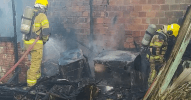 Casa no Centro de Cidreira ficou completamente destruída devido ao fogo.