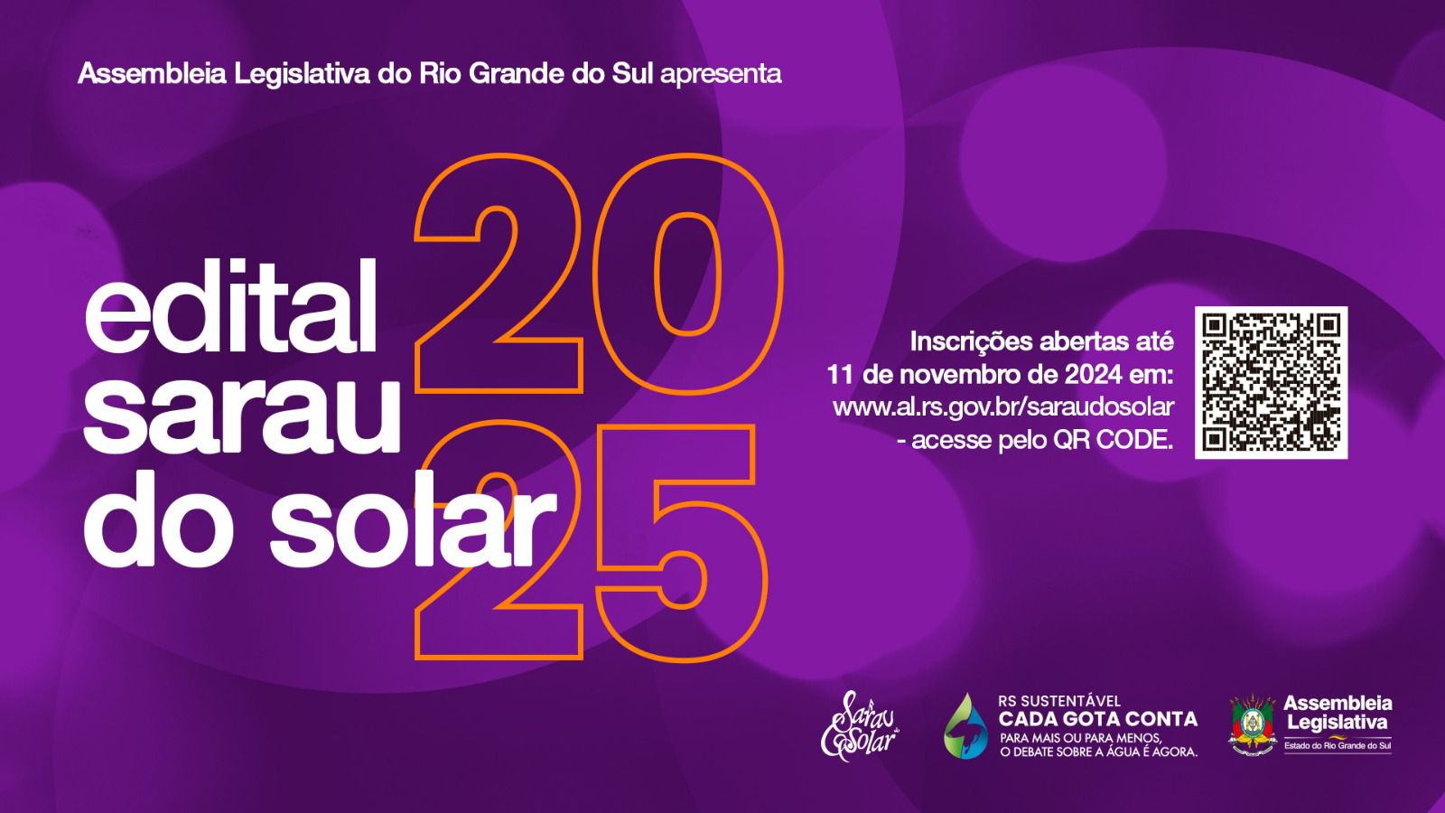 Assembleia Legislativa RS lança edital de seleção de artistas para o Sarau do Solar 2025 – Cantando Juntos o Mundo Melhora.