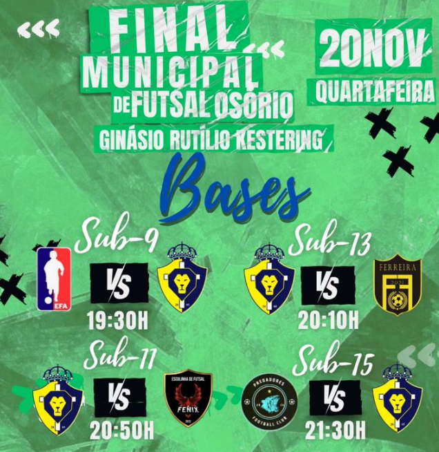 Finais do Municipal de Futsal acontecem nesta semana
