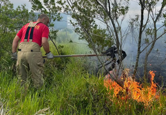 Bombeiros utilizaram abafadores para evitarem que as chamas se espalhassem.