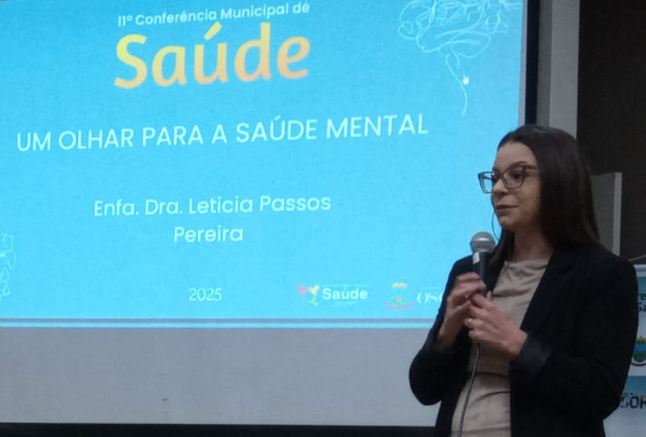 Enfermeira Letícia Passos Pereira trouxe a palestra ‘Um olhar para a Saúde Mental’.