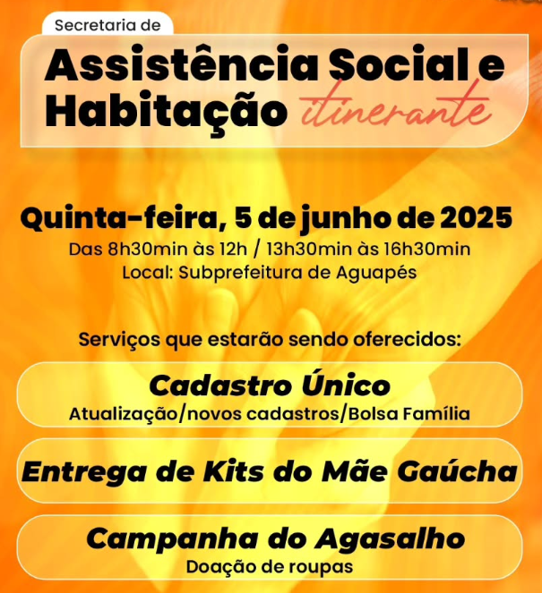 Aguapés receberá Projeto Itinerante