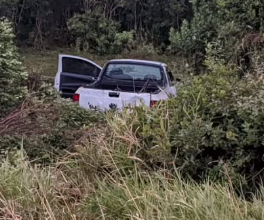 Automóvel foi parar em área de vegetação às margens da ERS-389.